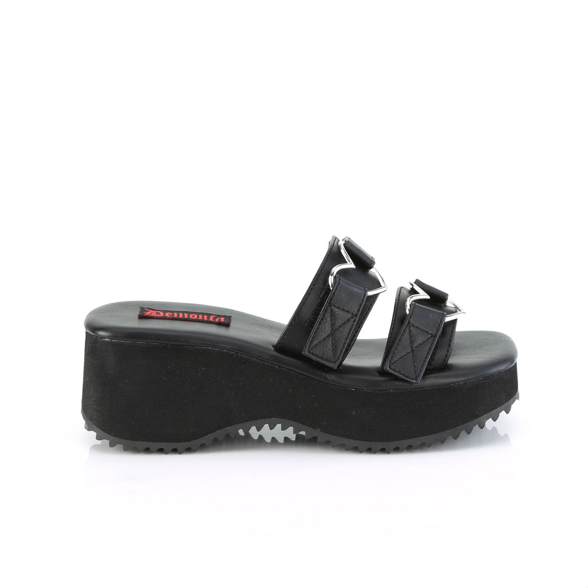 FLIP-12 Demonia Black Vegan Leather Women's Sandals [Demonia Cult Alternative Footwear]