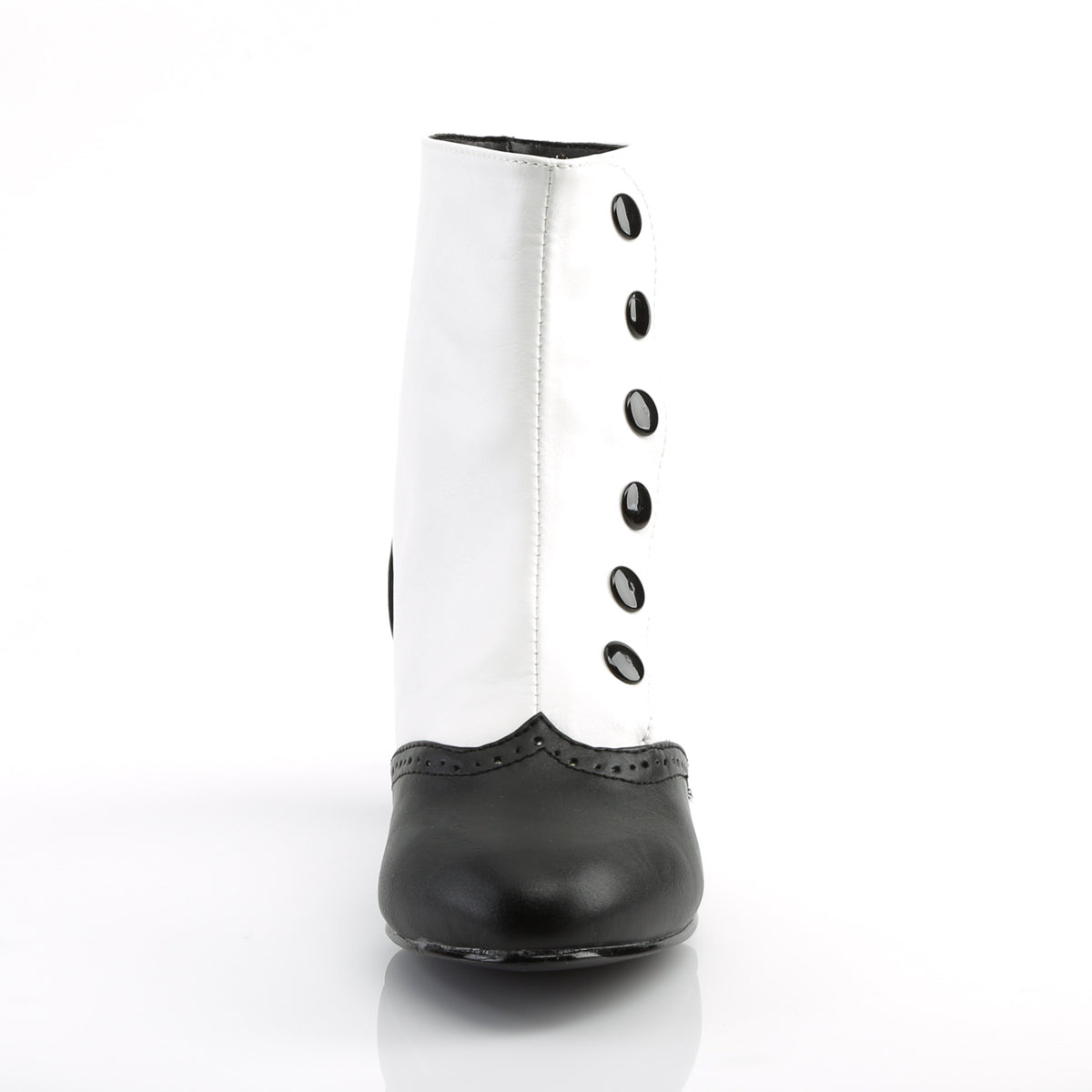 FLORA-1023 Bordello Heels White-Black Pu Boots [Sexy Boots]