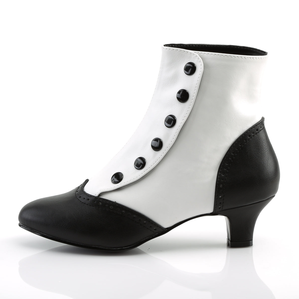 FLORA-1023 Bordello Heels White-Black Pu Boots [Sexy Boots]