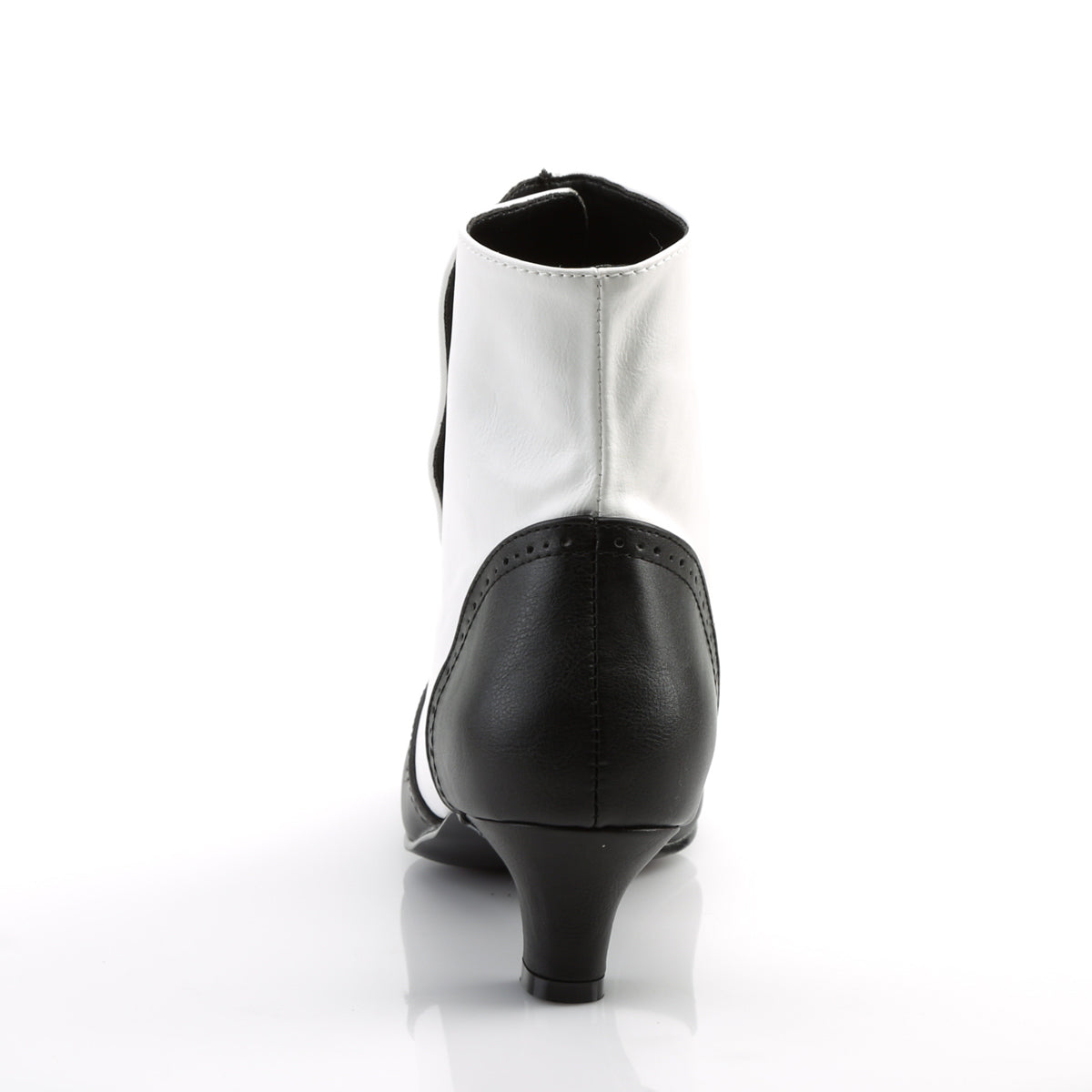 FLORA-1023 Bordello Heels White-Black Pu Boots [Sexy Boots]