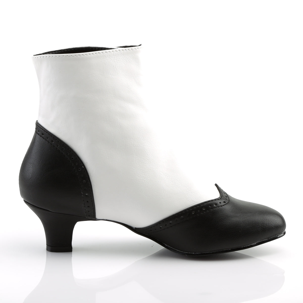 FLORA-1023 Bordello Heels White-Black Pu Boots [Sexy Boots]