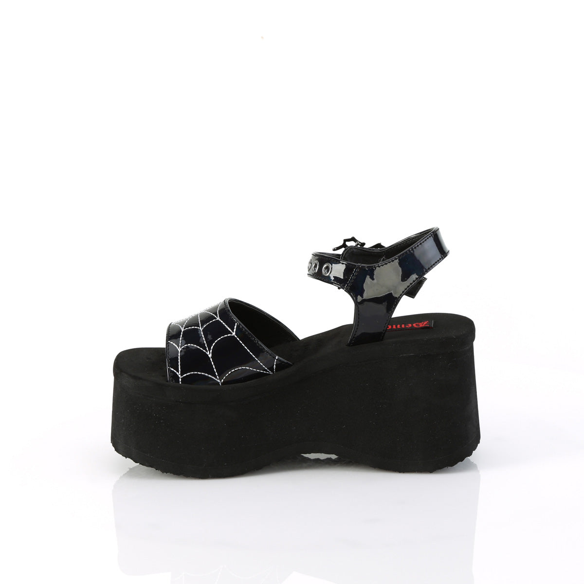 FUNN-10 Demonia Black Holo Patent Women's Sandals [Demonia Cult Alternative Footwear]