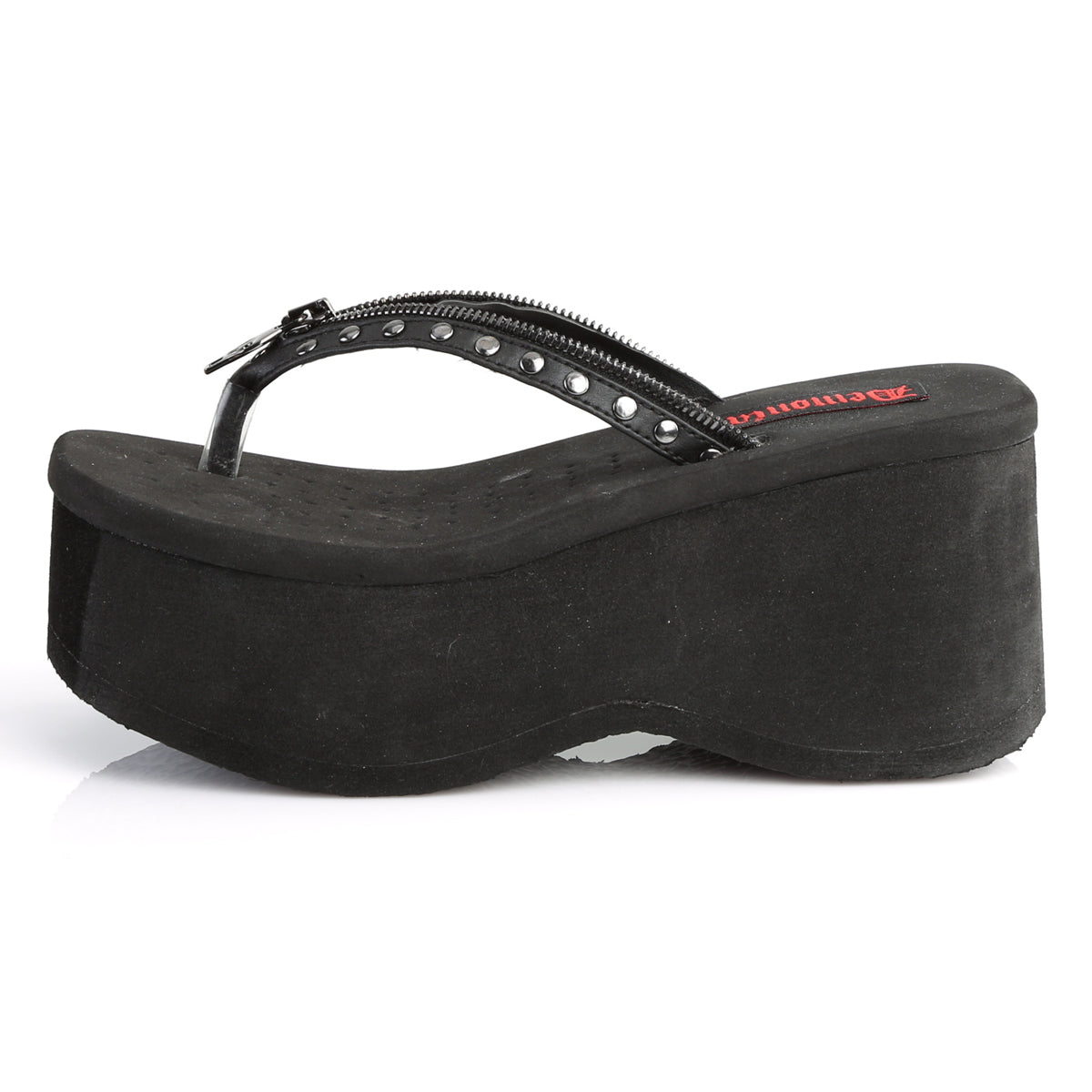 FUNN-33 Demonia Black Vegan Leather Women's Sandals [Demonia Cult Alternative Footwear]