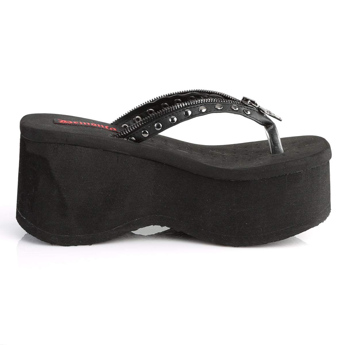 FUNN-33 Demonia Black Vegan Leather Women's Sandals [Demonia Cult Alternative Footwear]