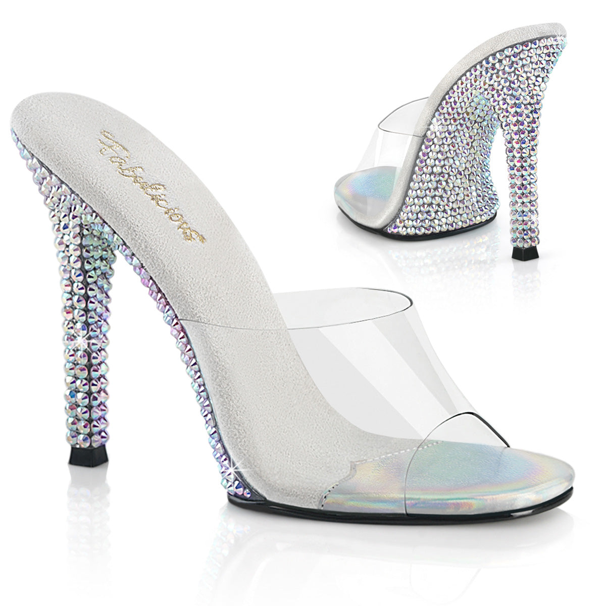 GALA-01DML Fabulicious 4 1/2" Gala Clear/Silver AB Sexy Shoes (High Heels)