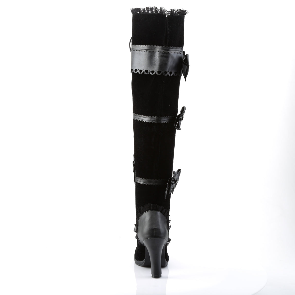 GLAM-300 Demonia Black Vegan Leather-Velvet Women's Over-the-Knee Boots [Demonia Cult Alternative Footwear]