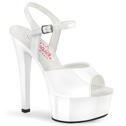 GLEAM-609 Strippers Heels Pleaser Platforms (Exotic Dancing) Wht Pat/Wht