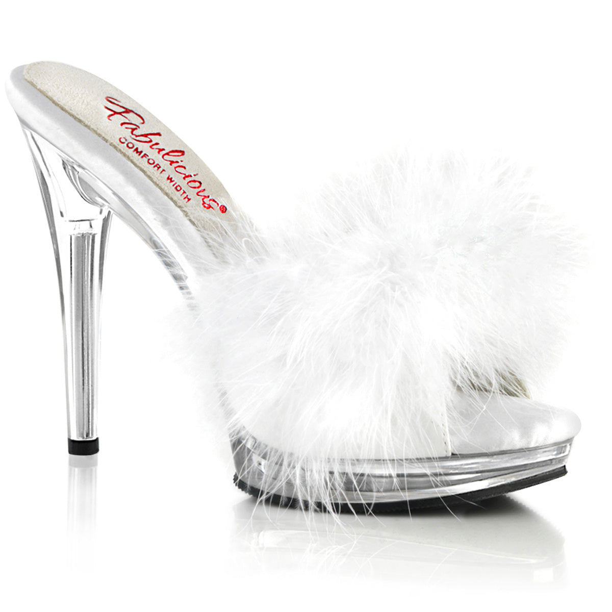 GLORY-501F-8 Exotic Dancing Fabulicious Shoes Wht Faux Leather-Fur/Clr