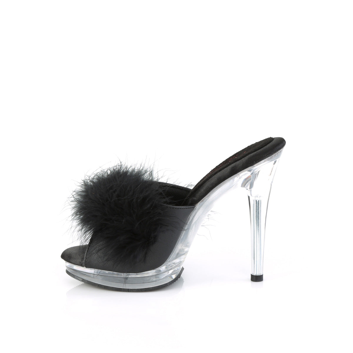 GLORY-501F-8 Fabulicious Black Faux Leather-Fur/Clear Shoes [Sexy Shoes]