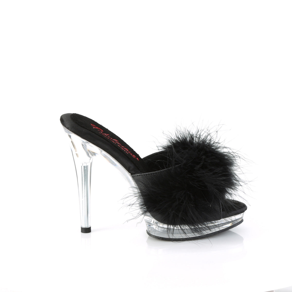 GLORY-501F-8 Fabulicious Black Faux Leather-Fur/Clear Shoes [Sexy Shoes]