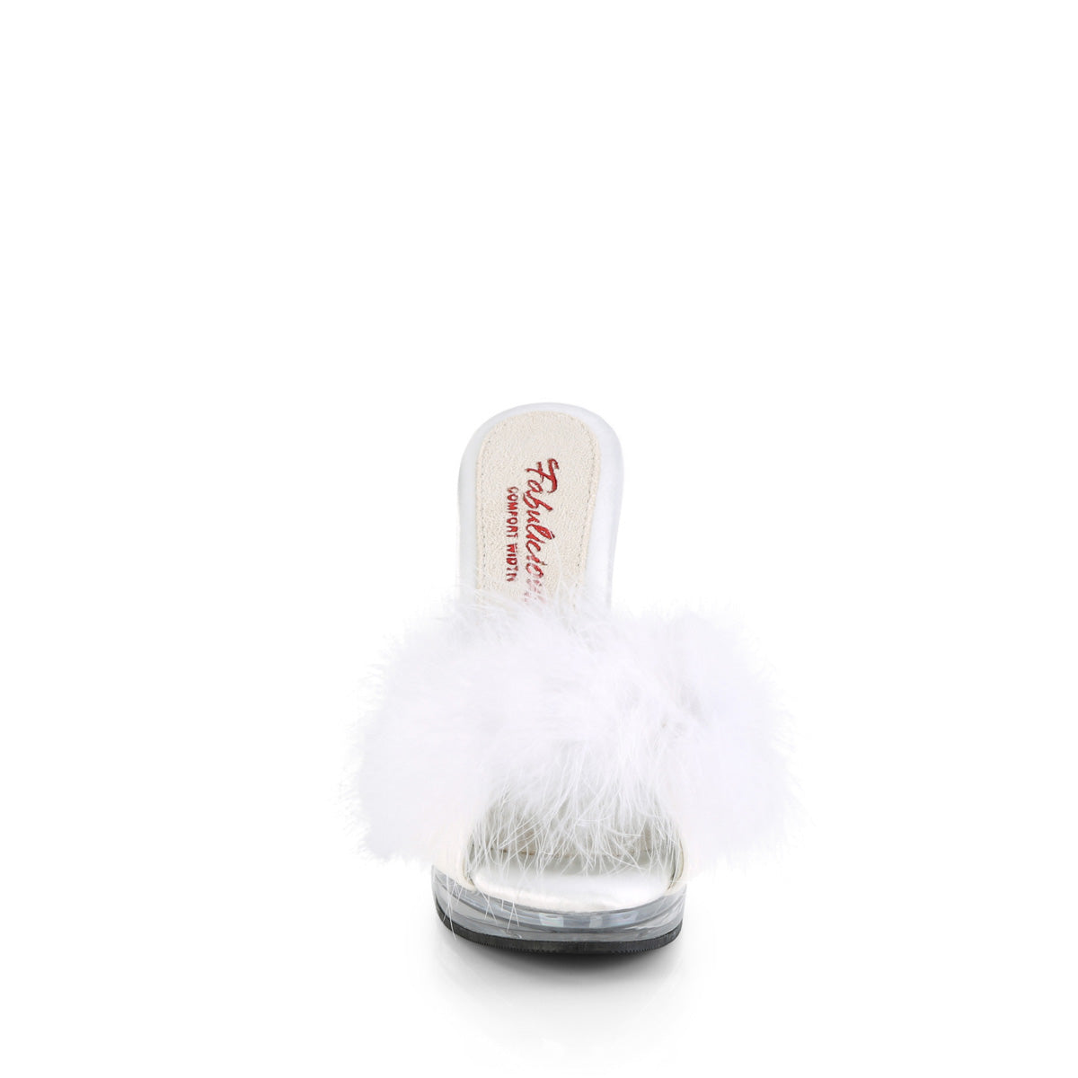 GLORY-501F-8 Fabulicious White Faux Leather-Fur/Clear Shoes [Sexy Shoes]