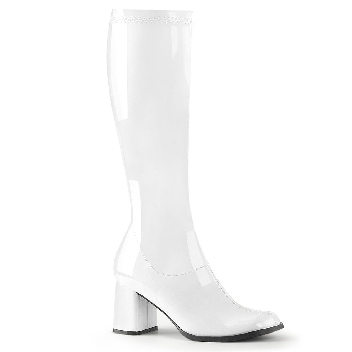 GOGO-300 Fancy Dress Costume Funtasma Women's Boots Wht Str Pat