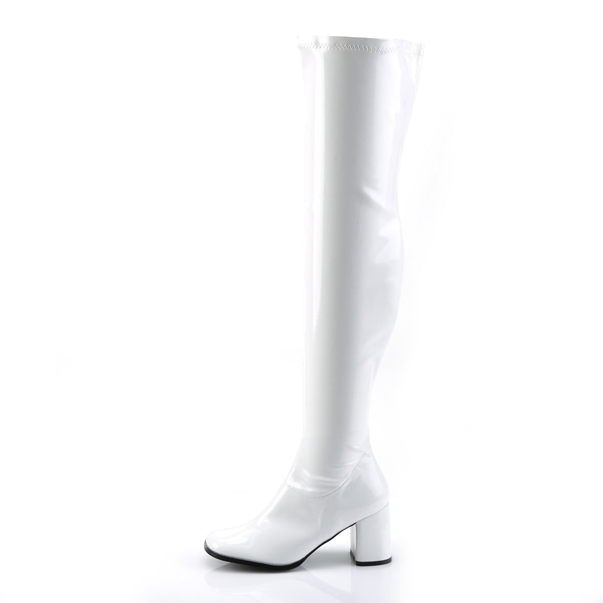 GOGO-3000 Funtasma Fantasy White Stretch Patent Women's Boots [Retro Knee High Boots]