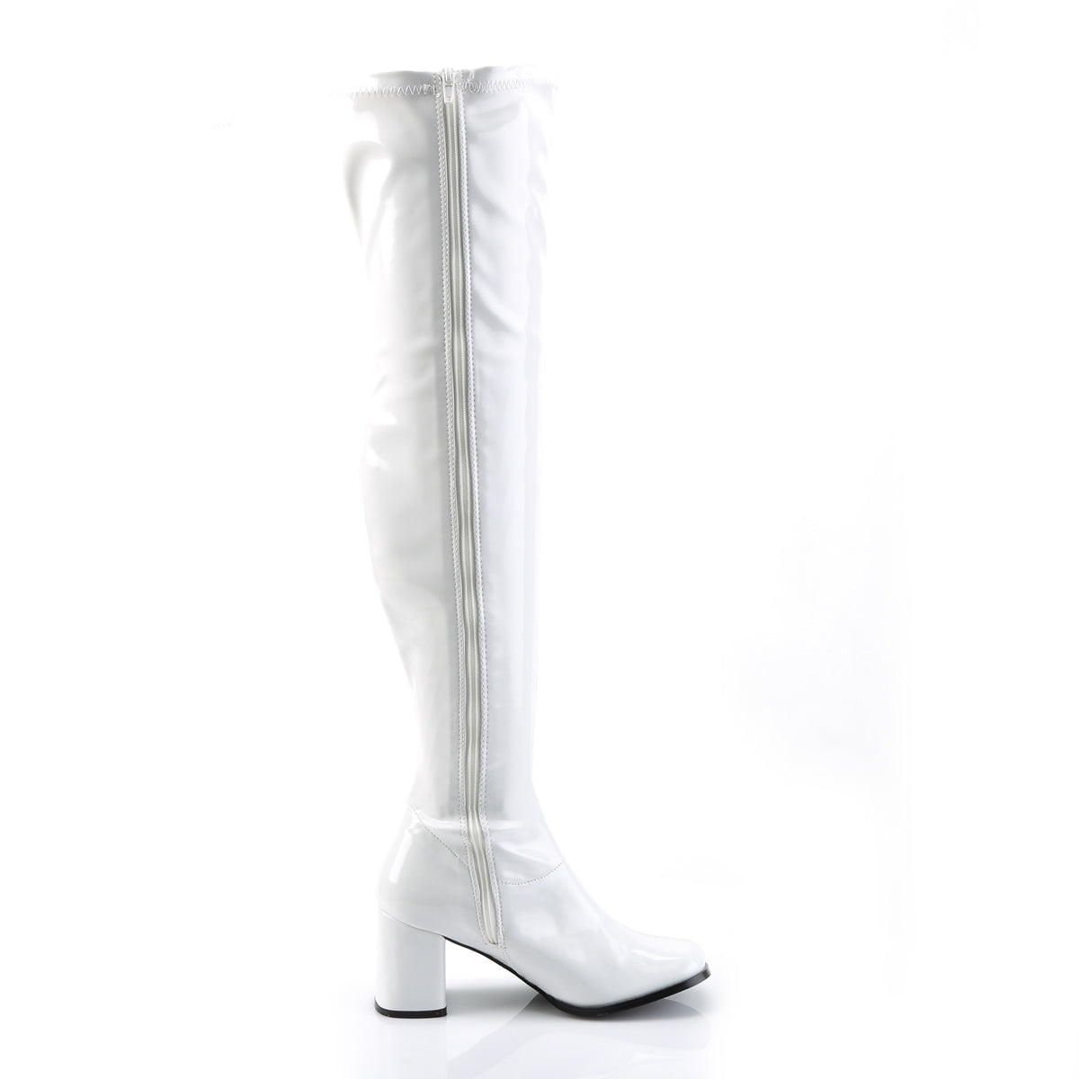GOGO-3000 Funtasma Fantasy White Stretch Patent Women's Boots [Retro Knee High Boots]