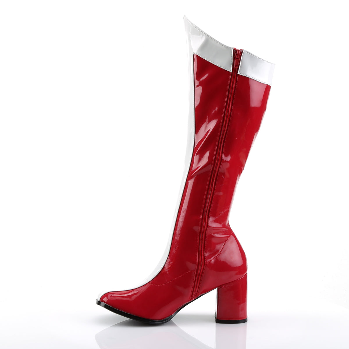 GOGO-305 Funtasma Fantasy Red-White Stretch Patent Women's Boots [Fancy Dress Costume Shoes]