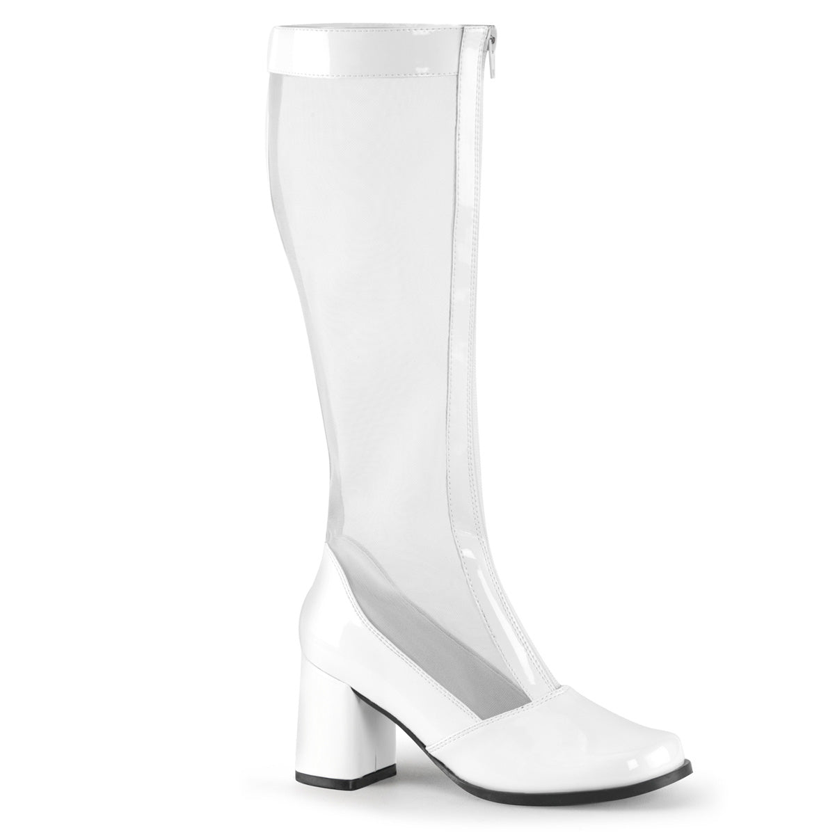 GOGO-307 Fancy Dress Costume Funtasma Women's Boots Wht Str Pat-Mesh