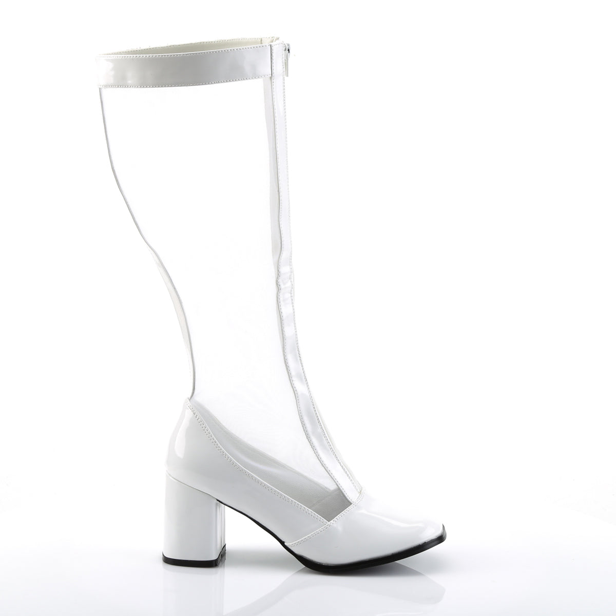 GOGO-307 Funtasma Fantasy White Stretch Patent-Mesh Women's Boots [Fancy Dress Costume Shoes]