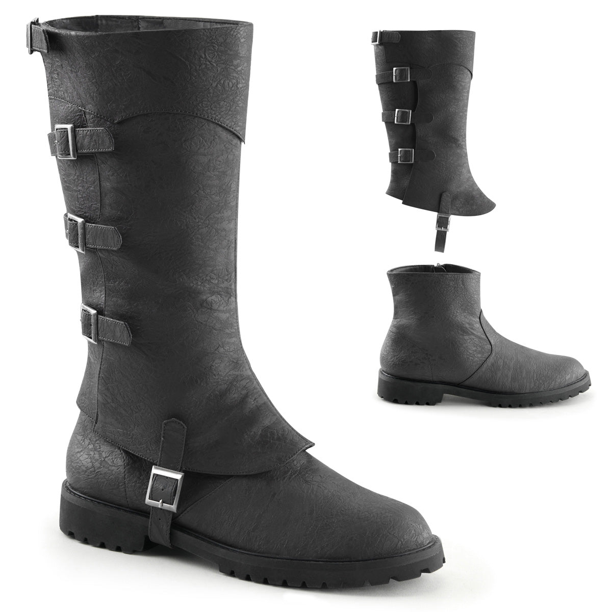 GOTHAM-105 Fancy Dress Costume Funtasma Men's Boots Blk Distressed Pu