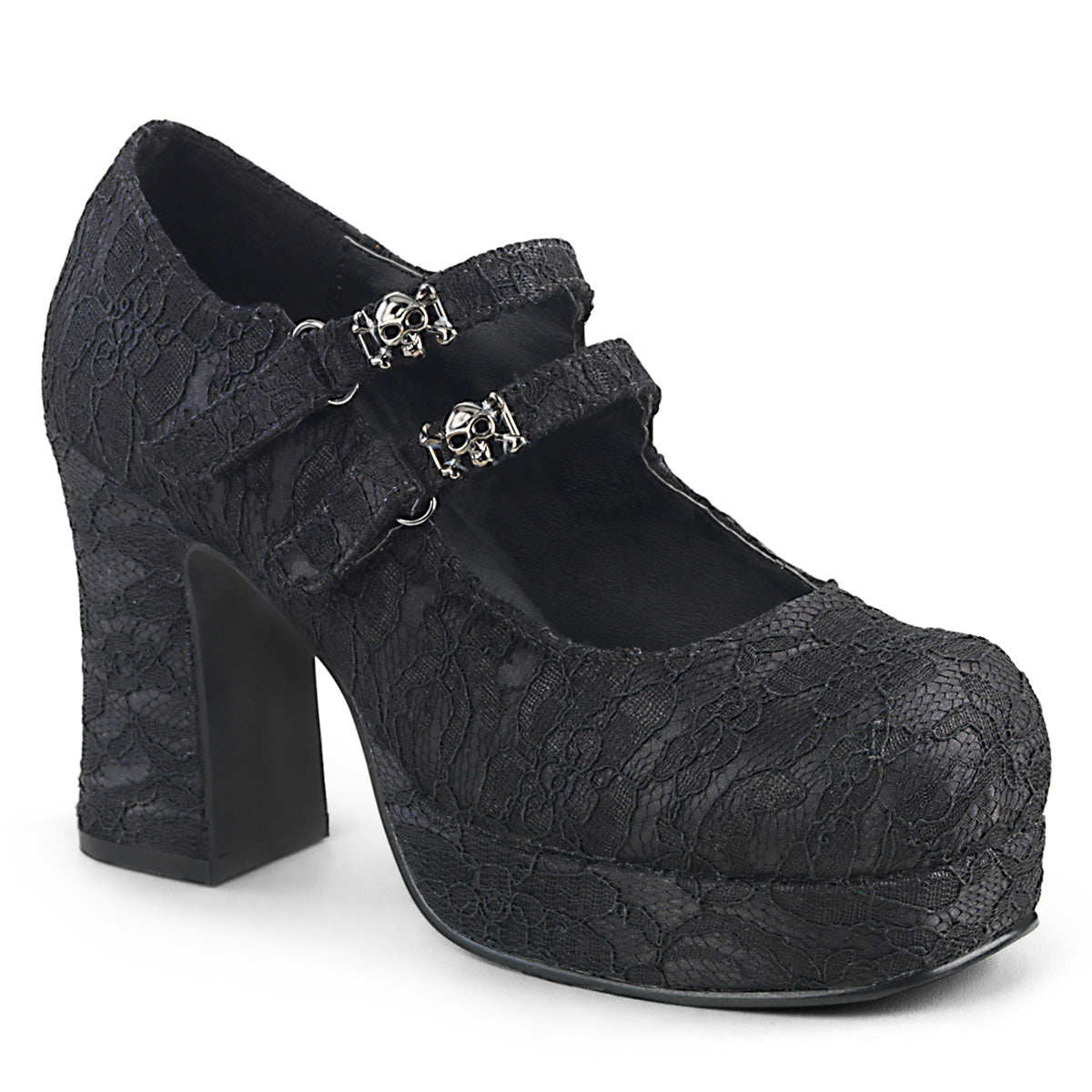 GOTHIKA-09 Alternative Footwear Demonia Women's Heels & Platform Shoes Blk Satin-Lace