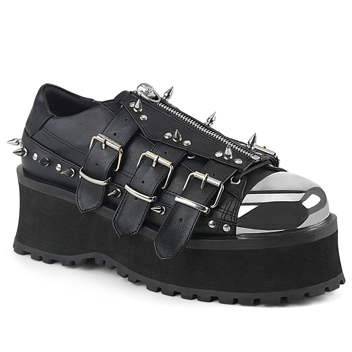 GRAVEDIGGER-03 Alternative Footwear Demonia Unisex Platform Shoes & Boots Blk Vegan Leather