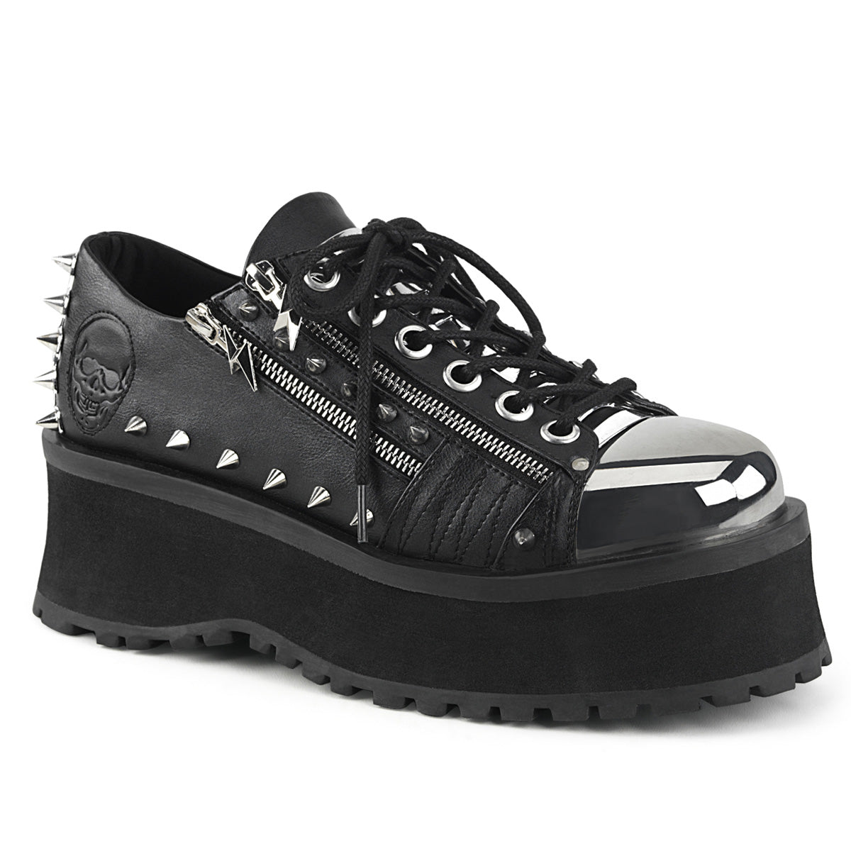GRAVEDIGGER-04 Alternative Footwear Demonia Unisex Platform Shoes & Boots Blk Vegan Leather