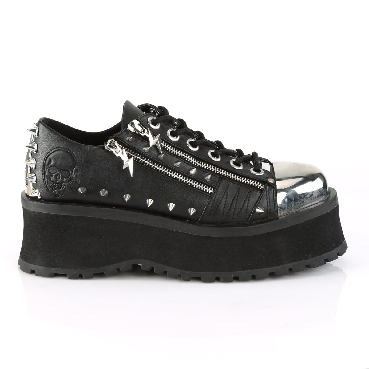 GRAVEDIGGER-04 Demonia Black Vegan Leather Unisex Platform Shoes & Boots [Demonia Cult Alternative Footwear]