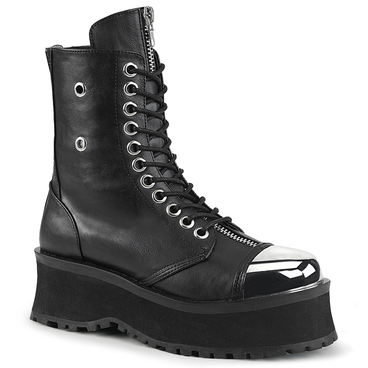 GRAVEDIGGER-10 Alternative Footwear Demonia Unisex Platform Shoes & Boots Blk Vegan Leather