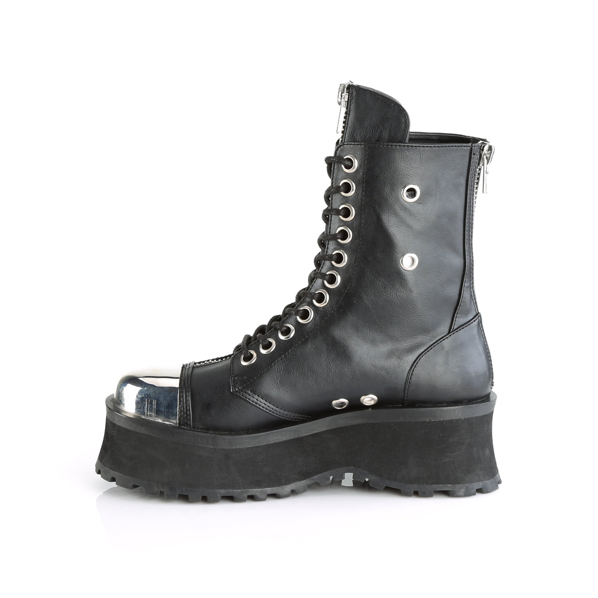 GRAVEDIGGER-10 Demonia Black Vegan Leather Unisex Platform Shoes & Boots [Demonia Cult Alternative Footwear]