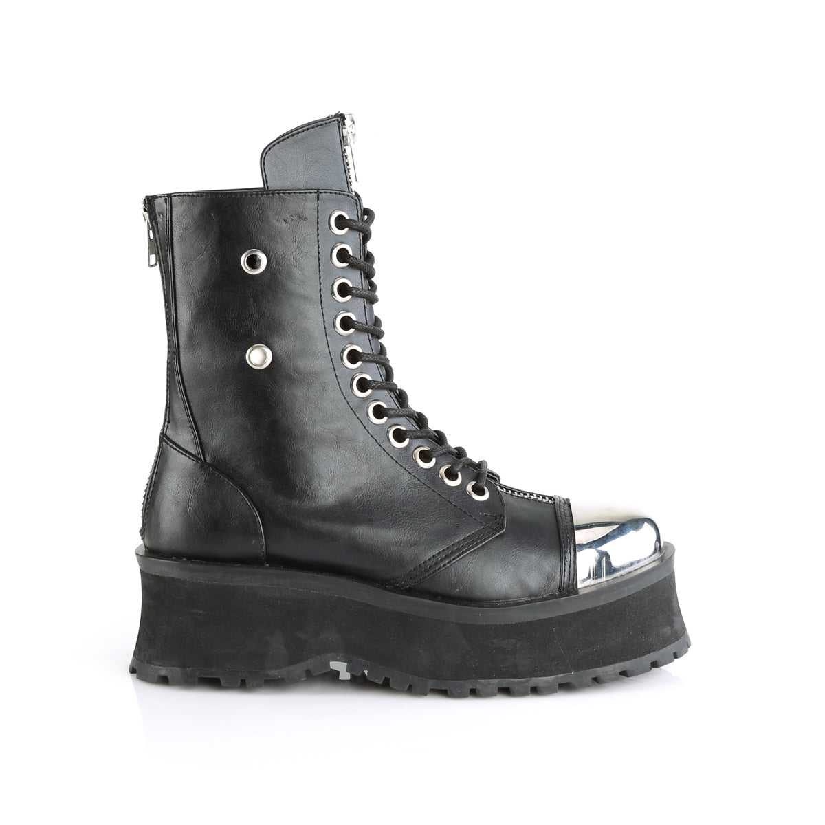 GRAVEDIGGER-10 Demonia Black Vegan Leather Unisex Platform Shoes & Boots [Demonia Cult Alternative Footwear]