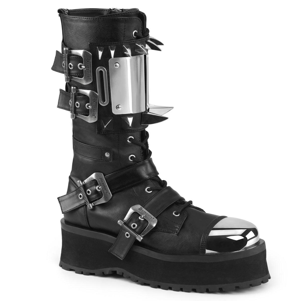 GRAVEDIGGER-250 Alternative Footwear Demonia Unisex Platform Shoes & Boots Blk Vegan Leather