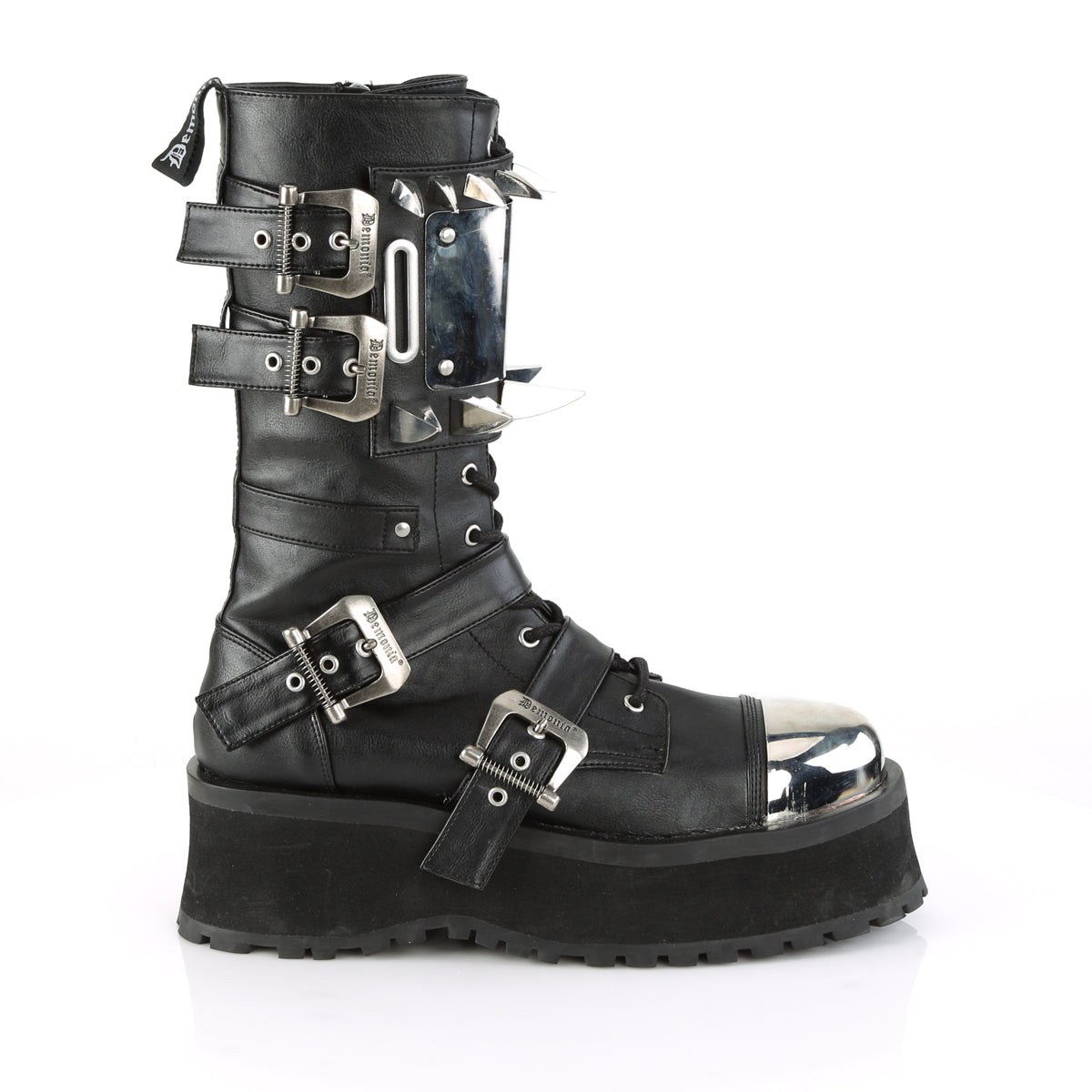 GRAVEDIGGER-250 Demonia Black Vegan Leather Unisex Platform Shoes & Boots [Demonia Cult Alternative Footwear]