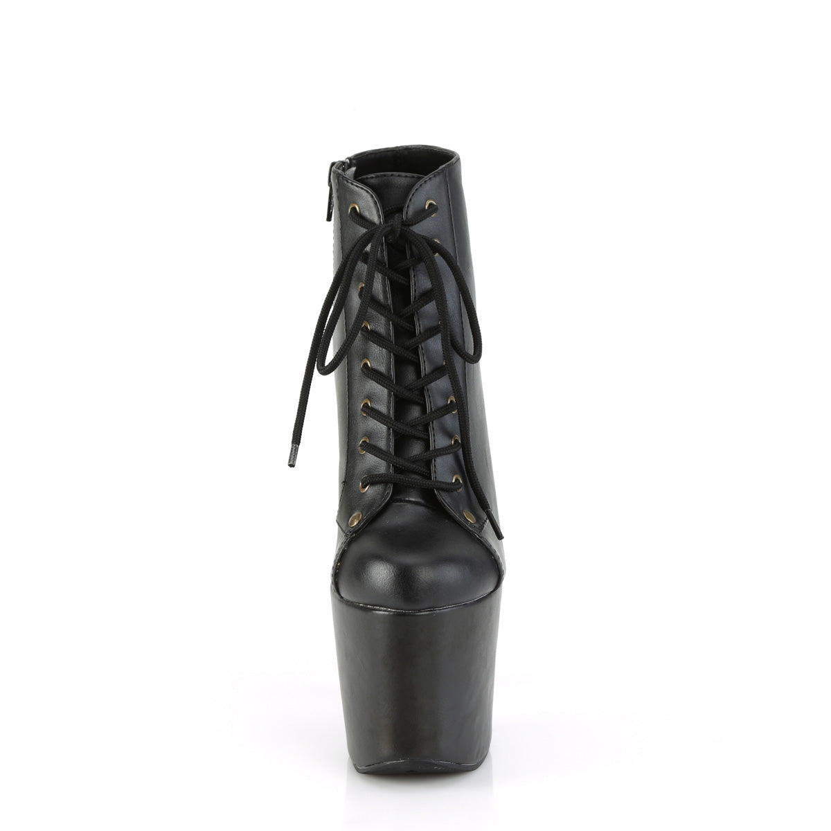 HEX-1005 Pleaser Black Faux Leather/Black Faux Leather Platform Shoes [Sexy Ankle Boots]