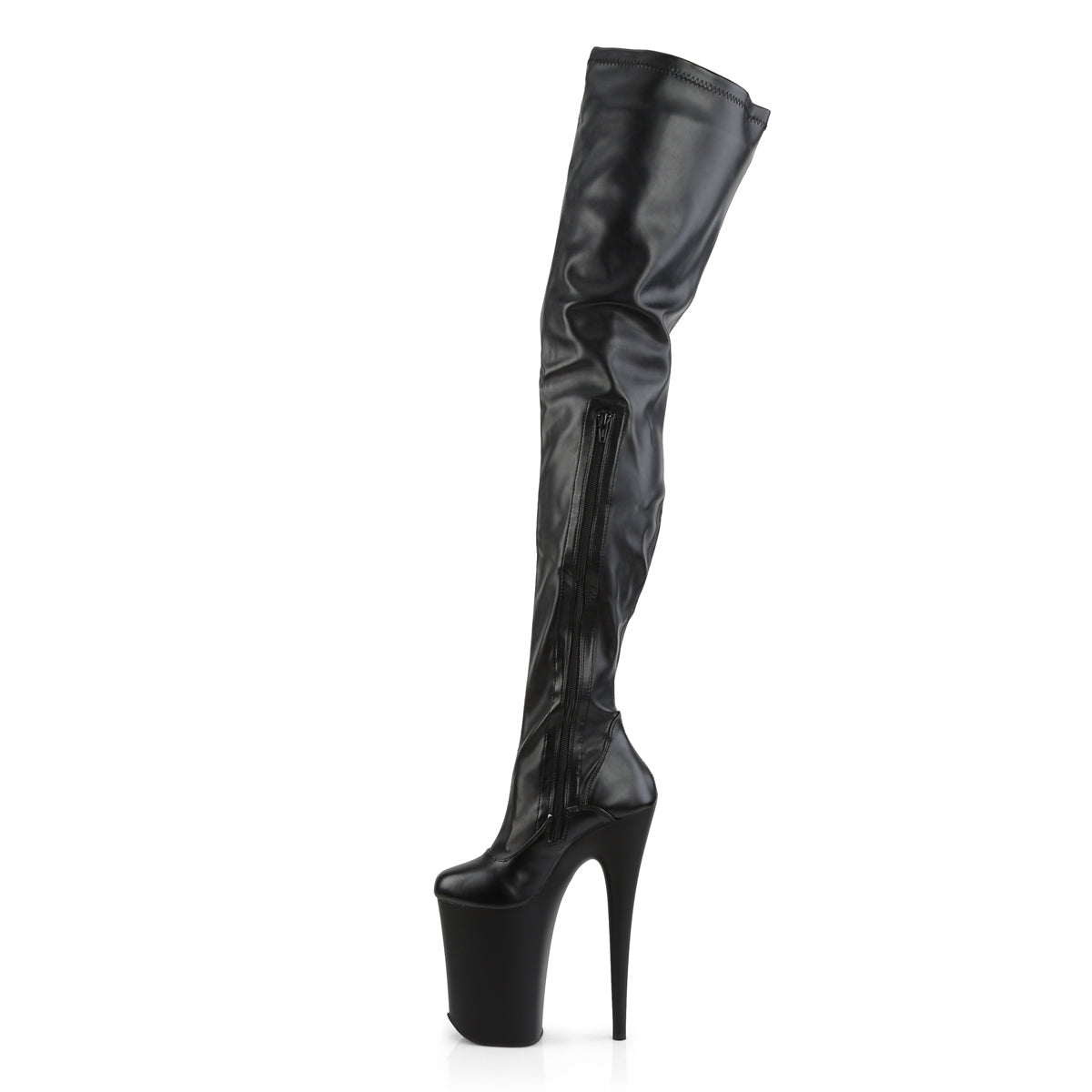 INFINITY-4000 Pleaser Black Stretch Faux Leather/Black Matte Platform Shoes [Thigh High Boots]