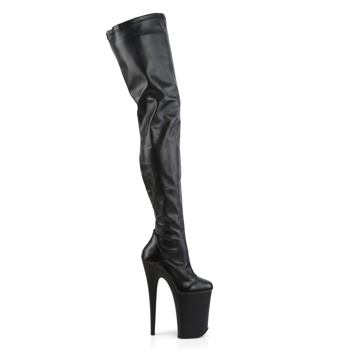 INFINITY-4000 Pleaser Black Stretch Faux Leather/Black Matte Platform Shoes [Thigh High Boots]