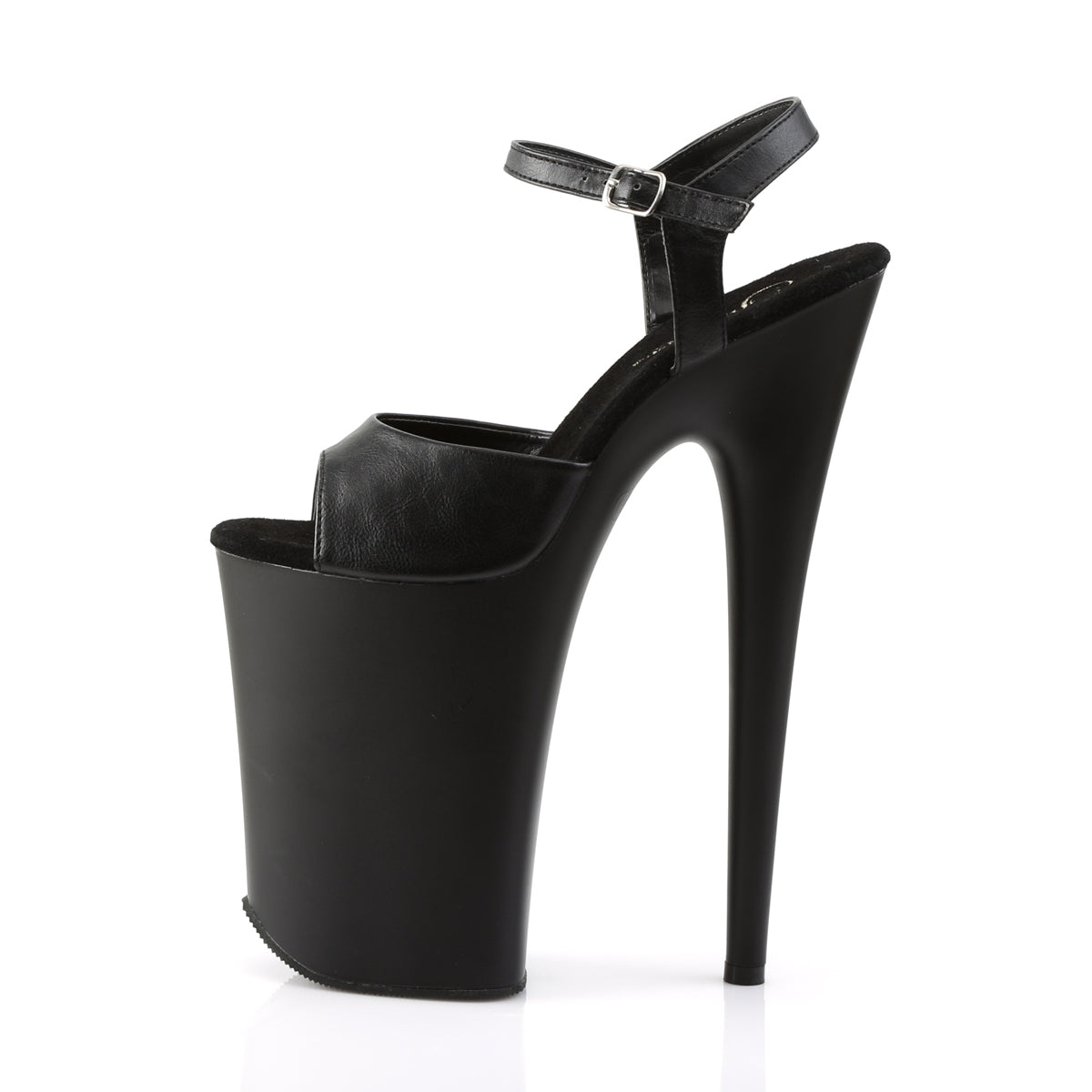 INFINITY-909 Pleaser Black Faux Leather/Black Matte Platform Shoes [9 Inch High Heels]