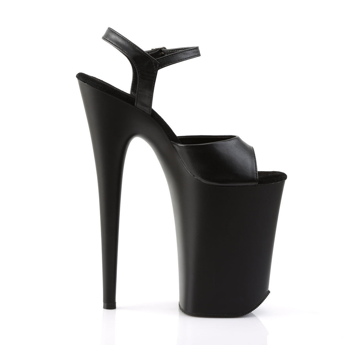 INFINITY-909 Pleaser Black Faux Leather/Black Matte Platform Shoes [9 Inch High Heels]