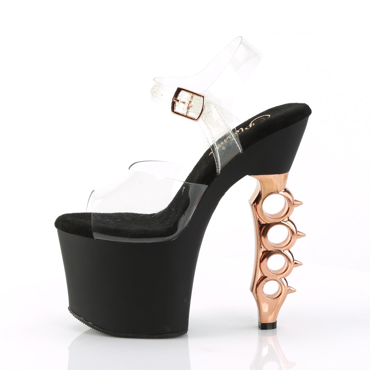 IRONGRIP-708 Pleaser Clear/Black Matte-Copper Brushed Platform Shoes [Sexy Shoes]