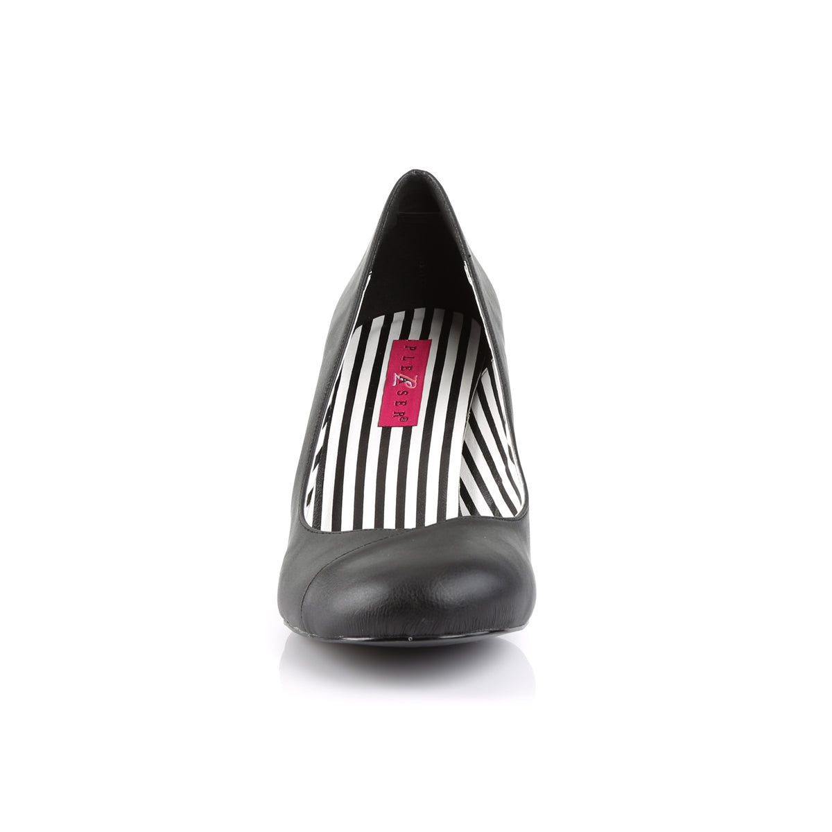 JENNA-01 Large Size Ladies Shoes Pleaser Pink Label Single Soles Black Faux Leather