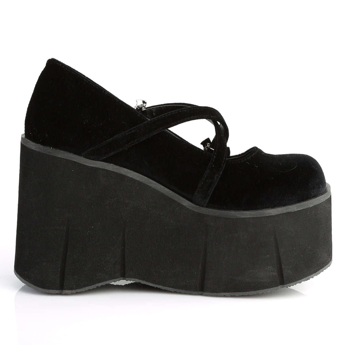 KERA-10 Demonia Black Velvet Women's Heels & Platform Shoes [Demonia Cult Alternative Footwear]