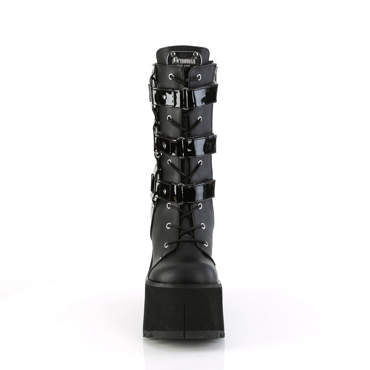 KERA-110 Demonia Black Vegan Leather-Patent Women's Mid-Calf & Knee High Boots [Demonia Cult Alternative Footwear]