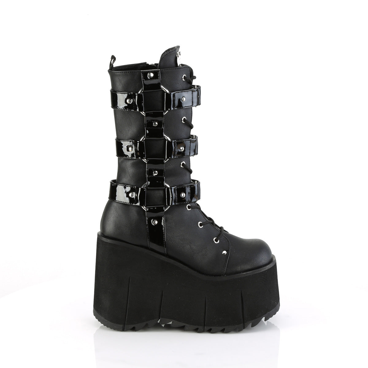 KERA-110 Demonia Black Vegan Leather-Patent Women's Mid-Calf & Knee High Boots [Demonia Cult Alternative Footwear]