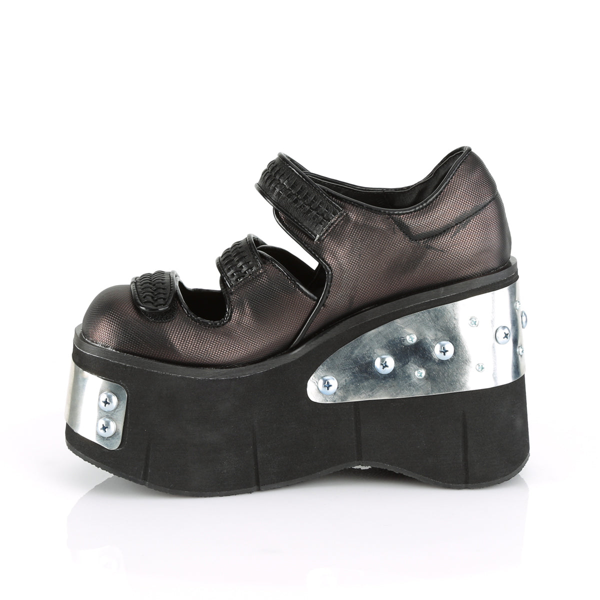 KERA-13 Demonia Black-Pewter Vegan Leather Women's Heels & Platform Shoes [Demonia Cult Alternative Footwear]