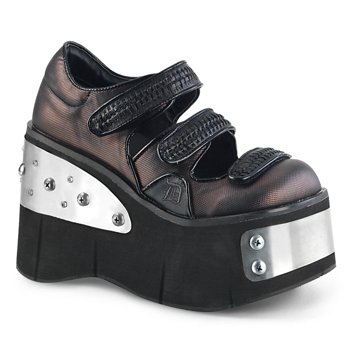KERA-13 Alternative Footwear Demonia Women's Heels & Platform Shoes Blk-Pewter Vegan Leather