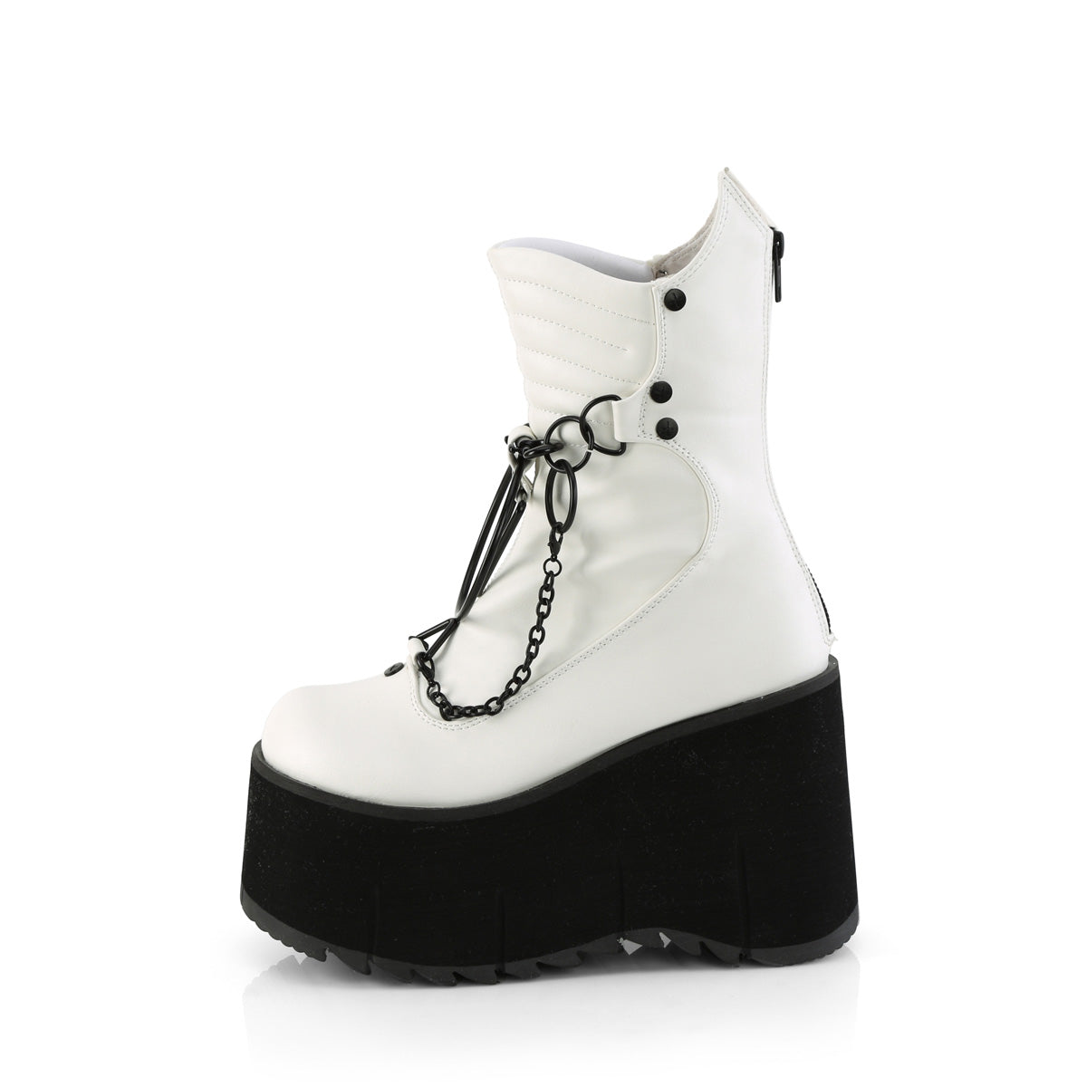 KERA-130 Demonia White Vegan Leather Women's Ankle Boots [Demonia Cult Alternative Footwear]