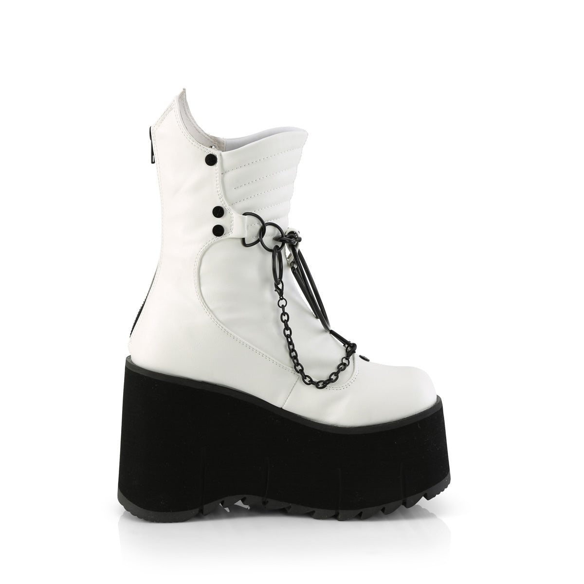 KERA-130 Demonia White Vegan Leather Women's Ankle Boots [Demonia Cult Alternative Footwear]