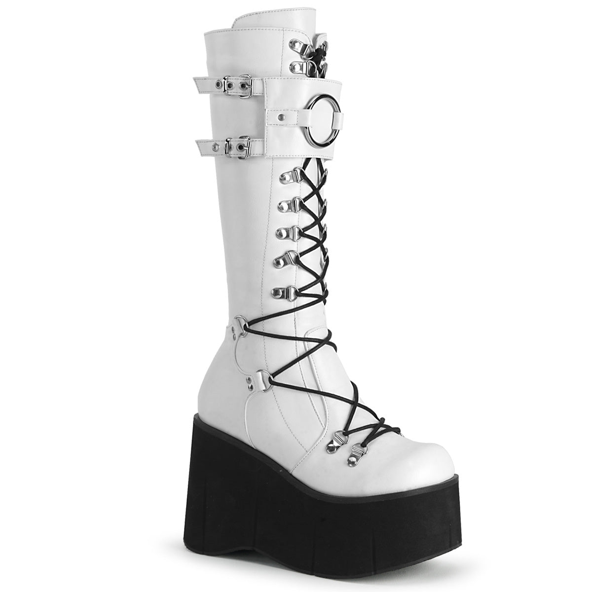 KERA-200 Alternative Footwear Demonia Women's Mid-Calf & Knee High Boots Wht Vegan Leather