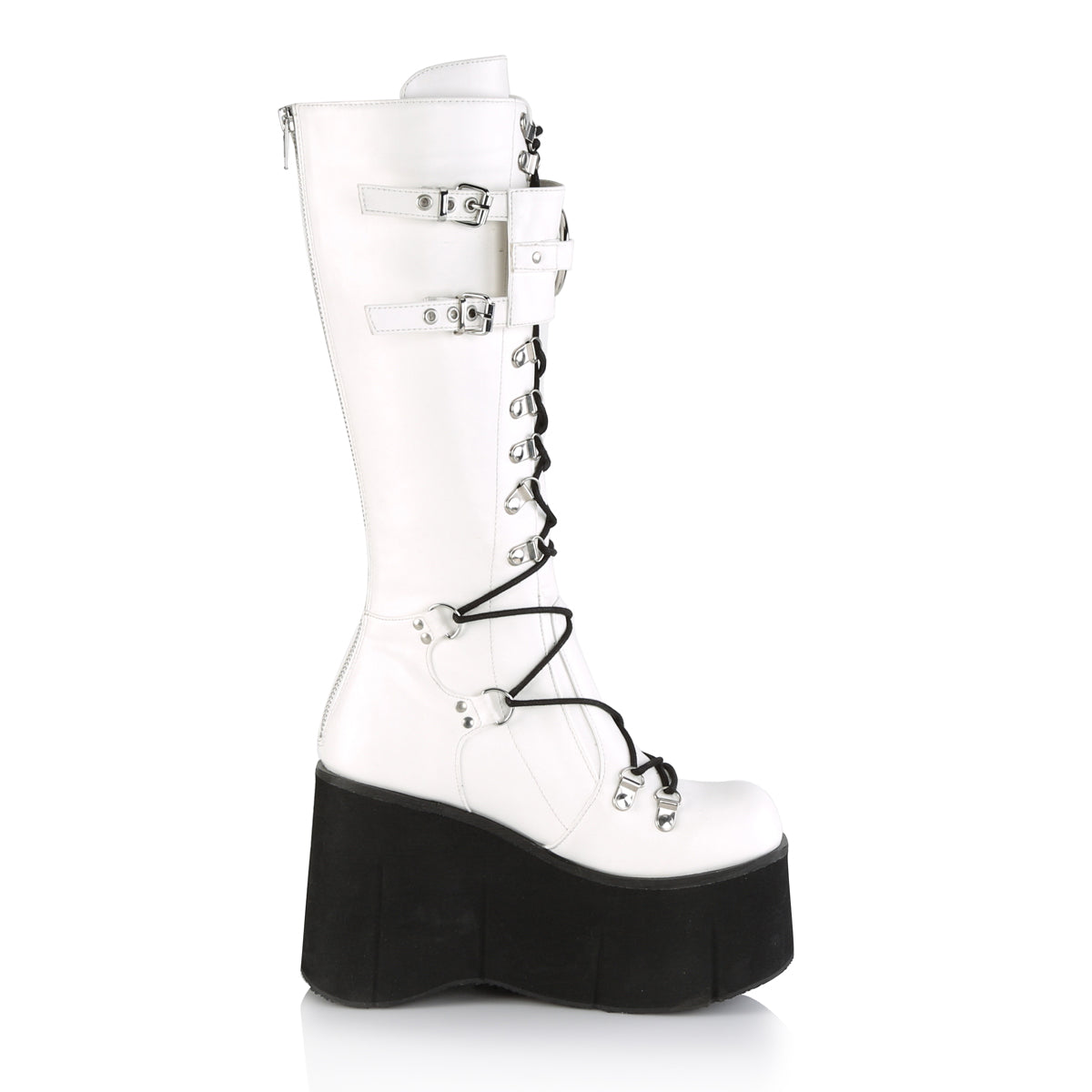 KERA-200 Demonia White Vegan Leather Women's Mid-Calf & Knee High Boots [Alternative Footwear]