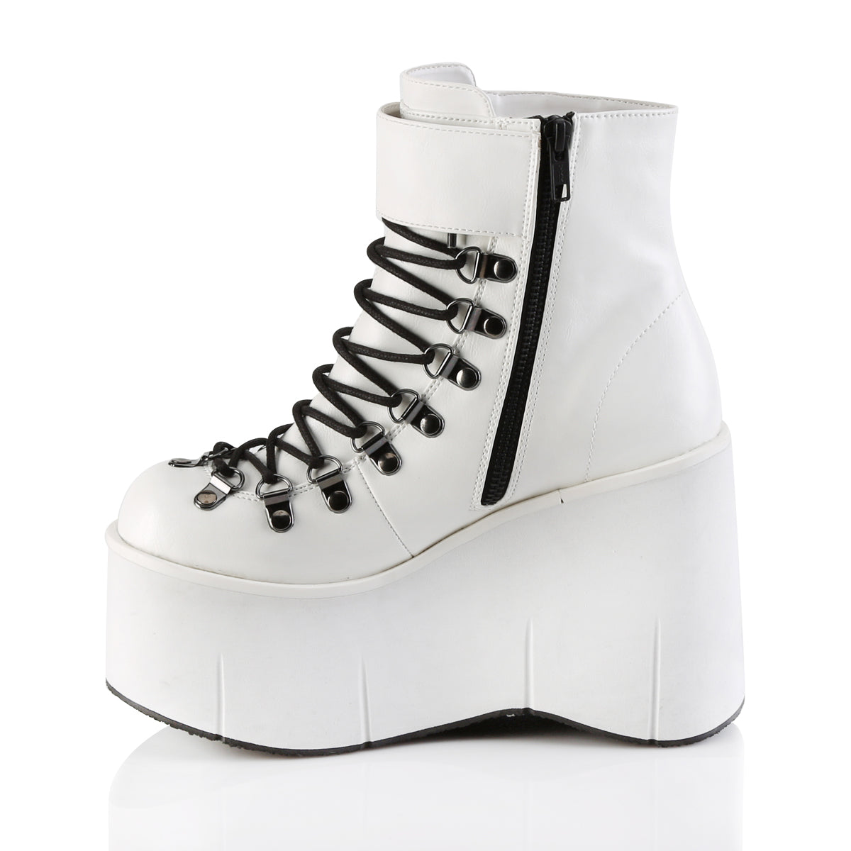 KERA-21 Demonia White Vegan Leather Women's Ankle Boots [Alternative Footwear]