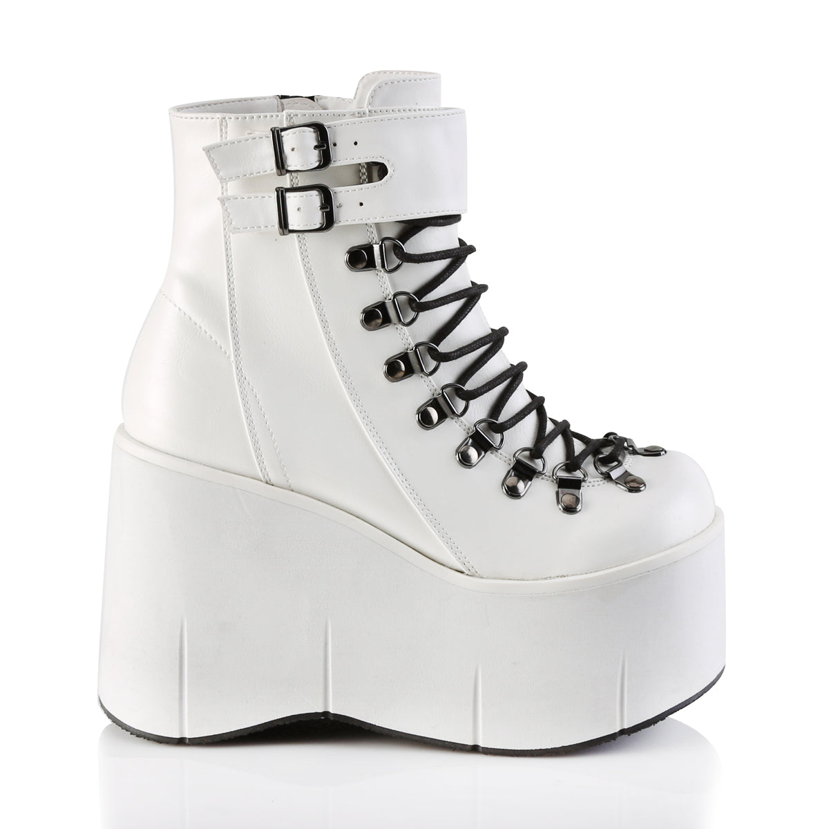 KERA-21 Demonia White Vegan Leather Women's Ankle Boots [Alternative Footwear]