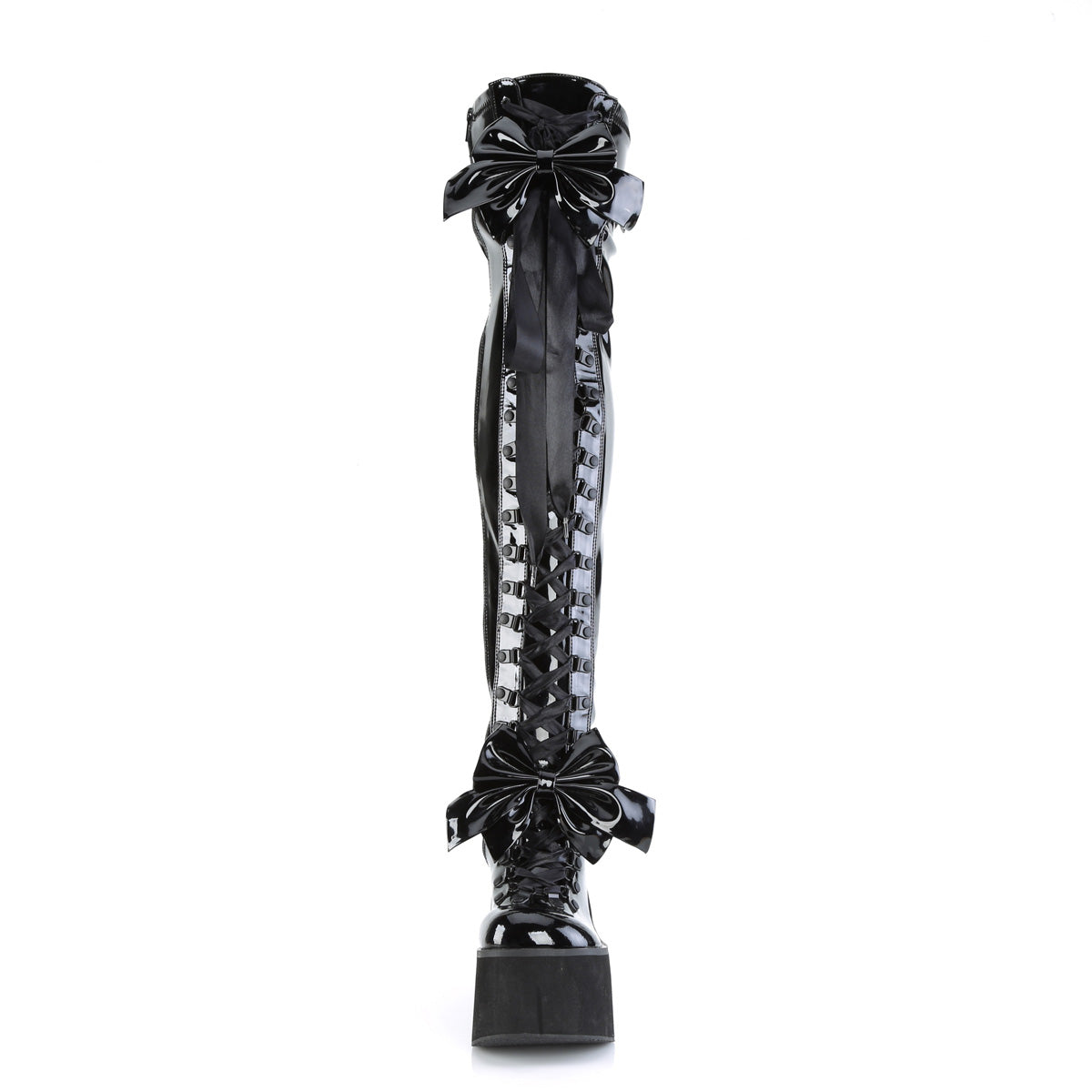 KERA-303 Demonia Black Stretch Patentent Women's Over-the-Knee Boots [Demonia Cult Alternative Footwear]